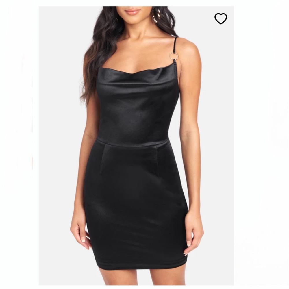 SATIN GOLD RING MINI DRESS - Picture 2 of 4